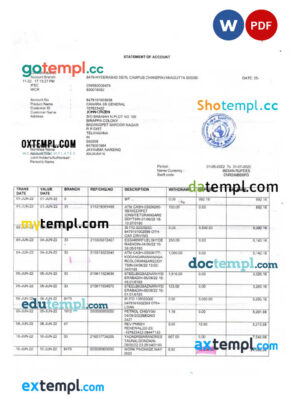 Belgium Beobank bank statement easy to fill template in .xls and .pdf file format