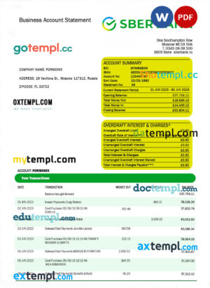 Israel Hapoalim bank statement Excel and PDF template