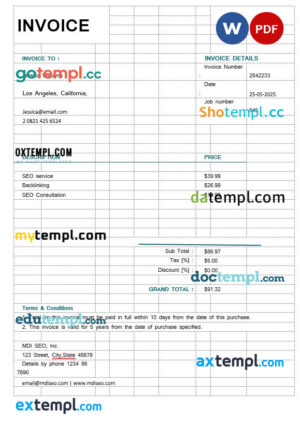 USA Pinduoduo invoice template in Word and PDF format, fully editable