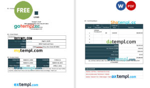Ireland Bank of Ireland bank statement, Word and PDF template, 2 pages