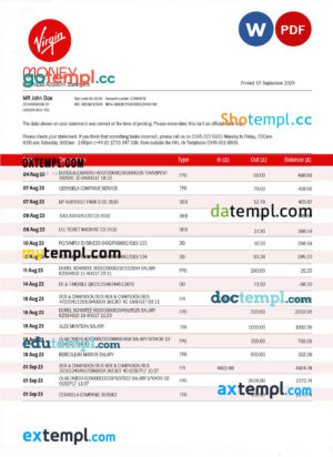 Spark Alberta business utility bill, Word and PDF template