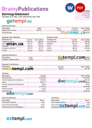 Trinidad and Tobago Royal bank statement, Excel and PDF template