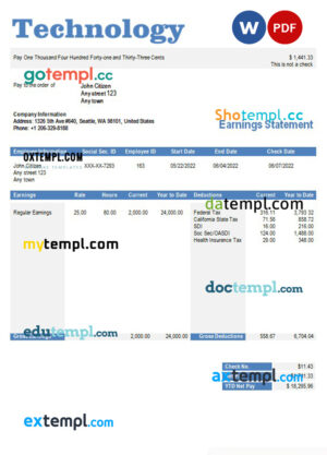 Basic business invoice template in word and pdf format
