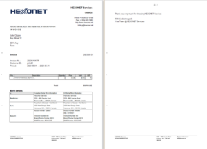 Canada Hexonet Services invoice Word and PDF template, 2 pages