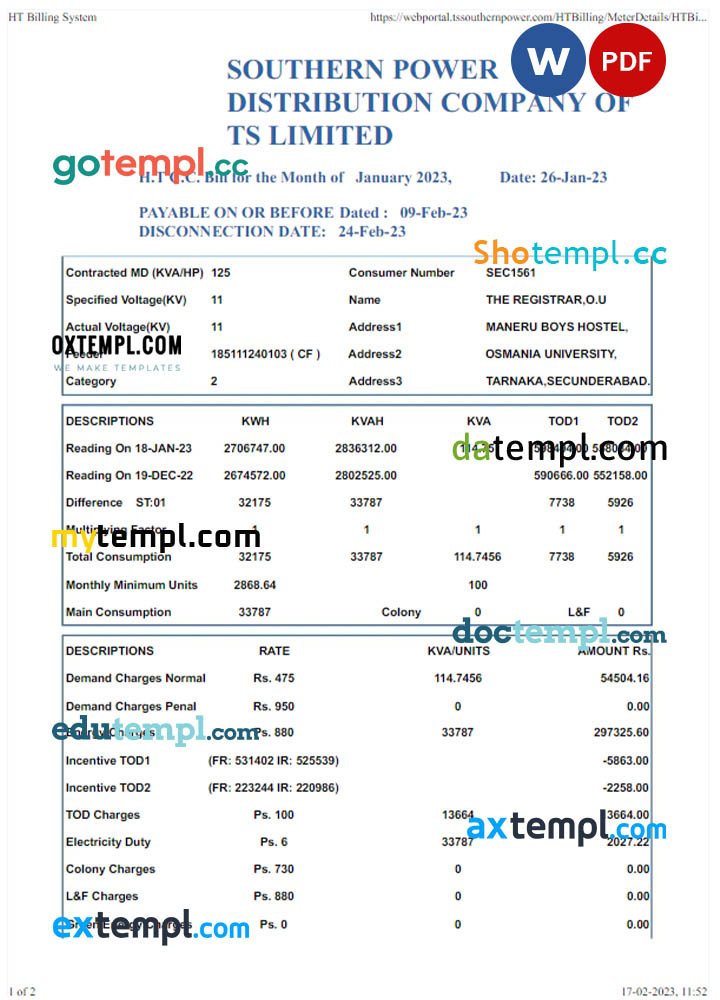 Barbados Republic Bank statement template in Excel and PDF format
