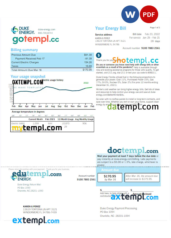 Restaurant Invoice template in word and pdf format