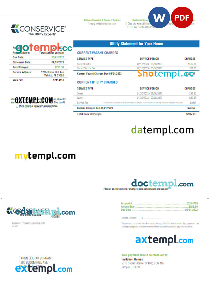 Suriname hotel booking confirmation Word and PDF template, 2 pages