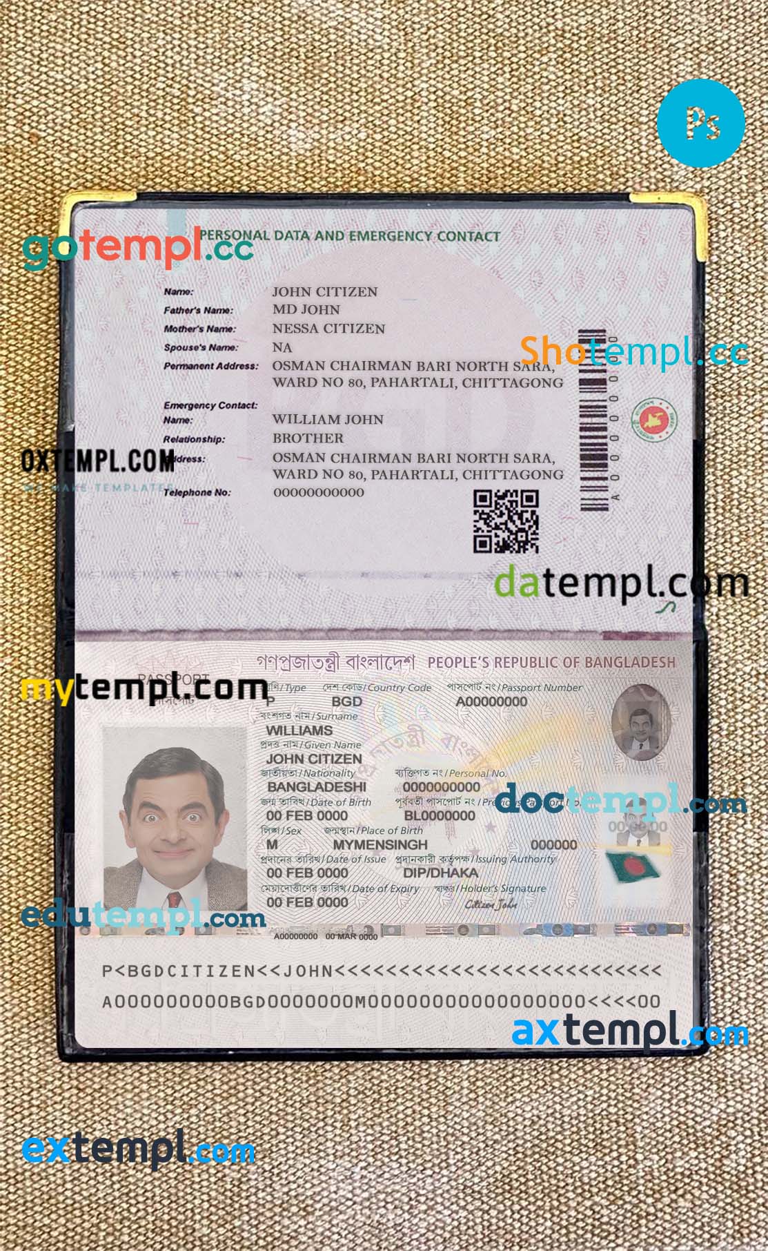 Pakistan vital record death certificate PSD template