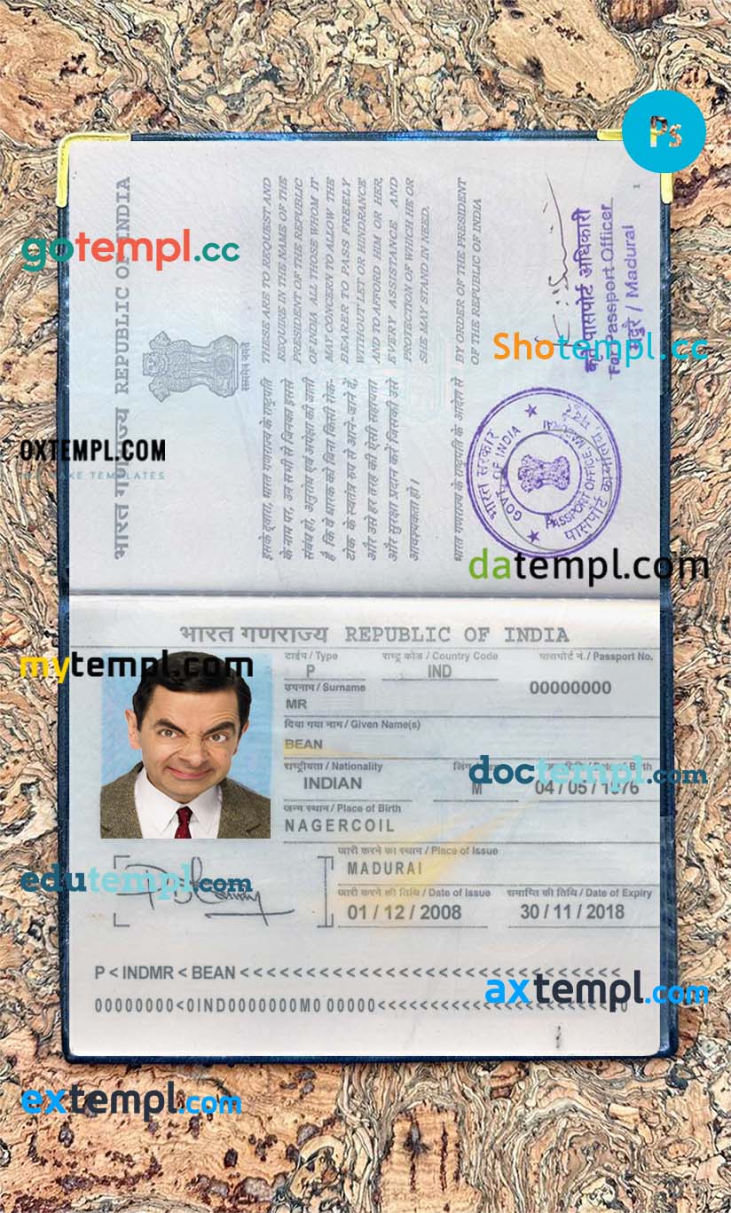 Indian death certificate template in PSD format, fully editable