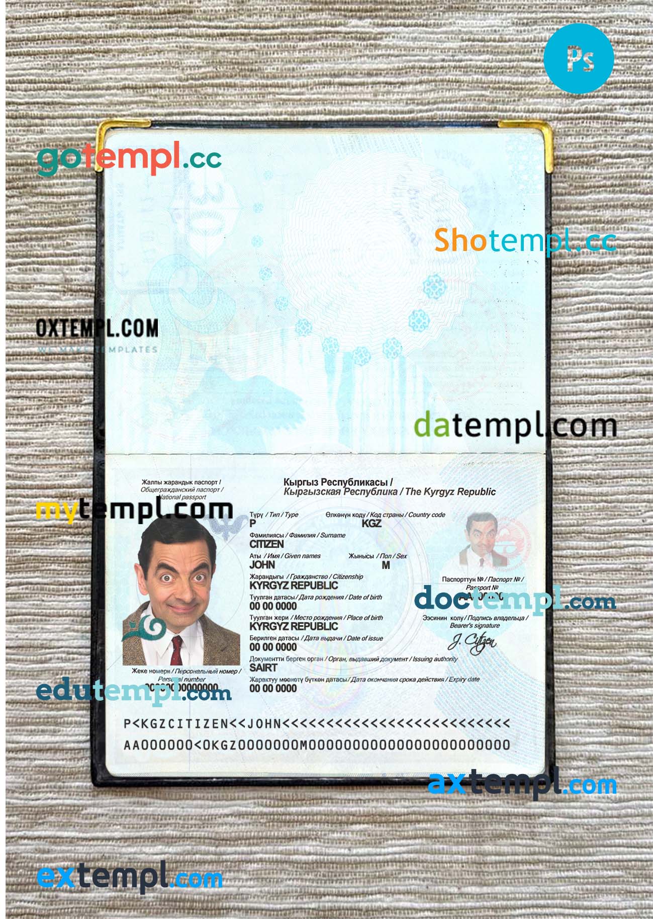 Singapore passport template in PSD format, fully editable, 2017- present