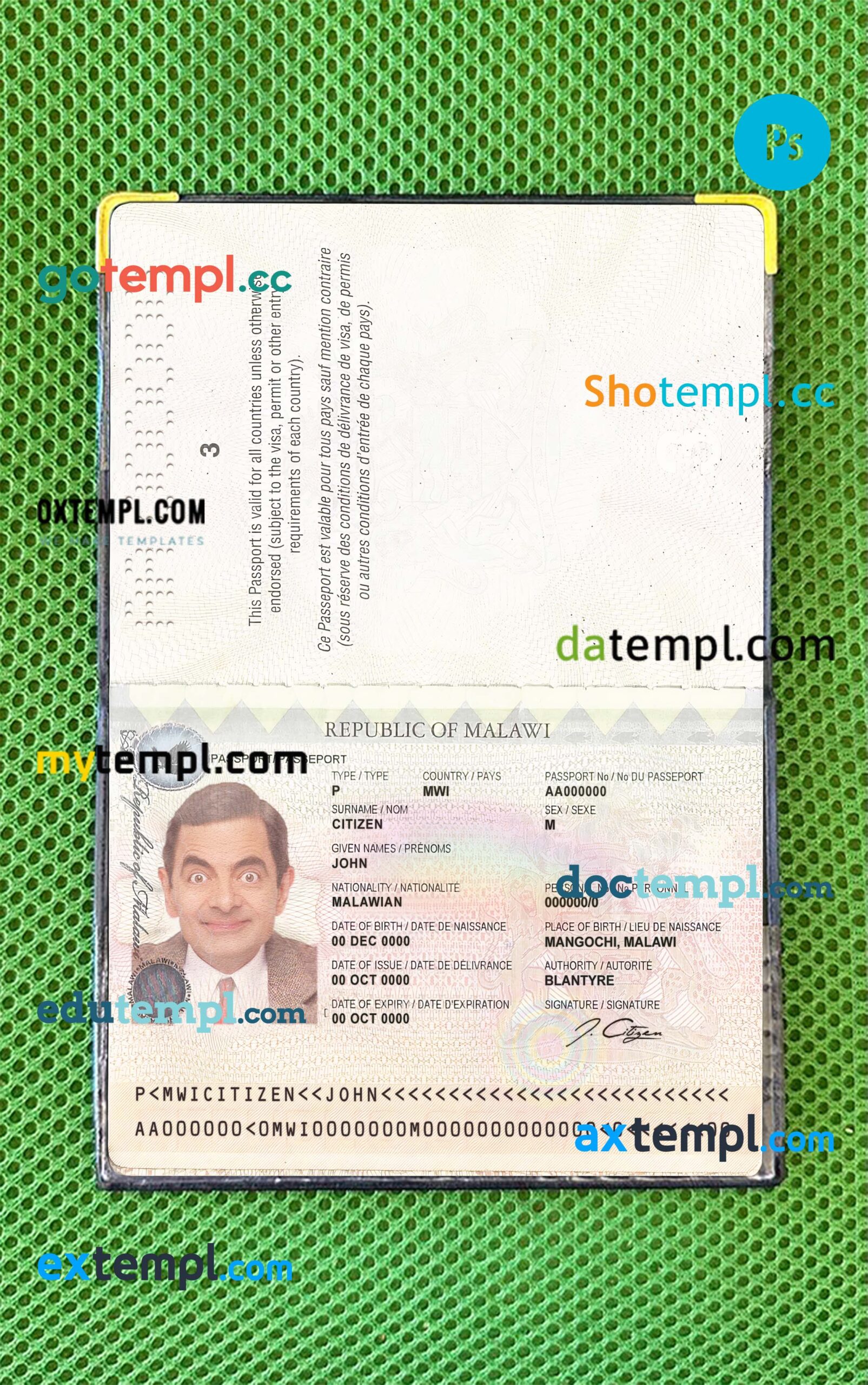 Slovakia passport editable PSD files, scan and photo-realistic look (2012), 2 in 1