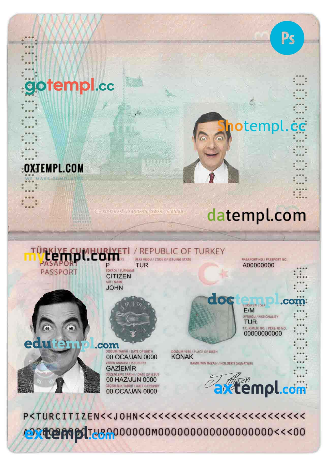New Turkey passport editable PSD files, scan and photo-realistic look, 2 in 1 New Turkey passport editable PSD files, scan and photo-realistic look, 2 in 1 - Image 2