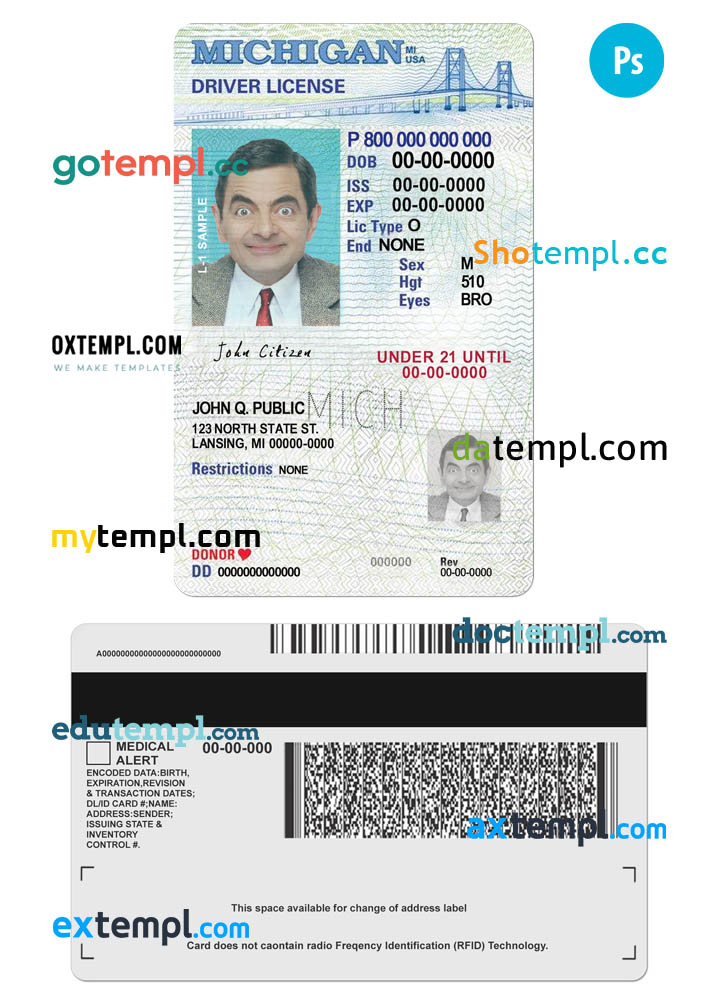 United Kingdom driving license PSD files, scan look and photographed image, 2 in 1 (after 2021 December-present)