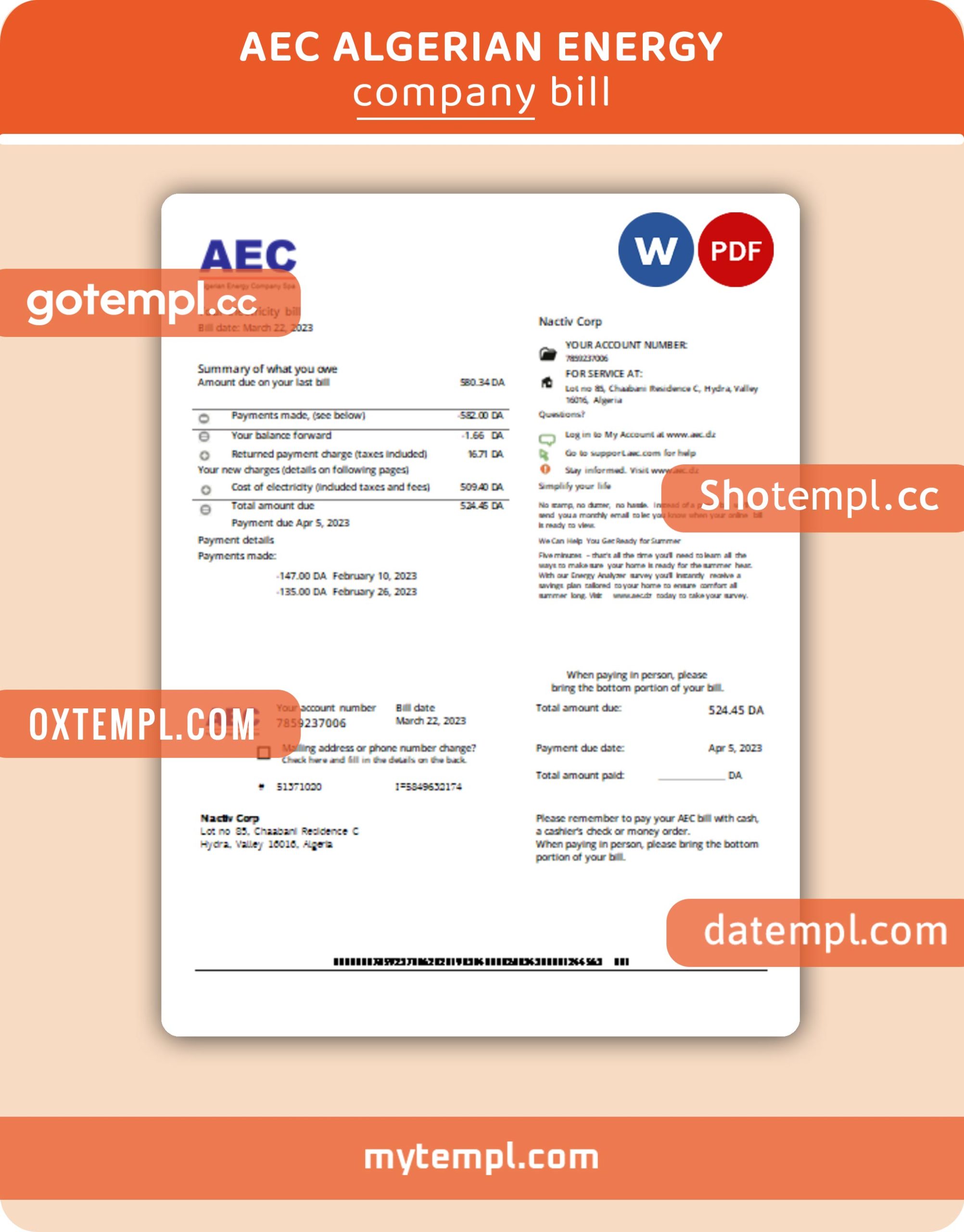 USA 1ONE CARD statement Word and PDF template
