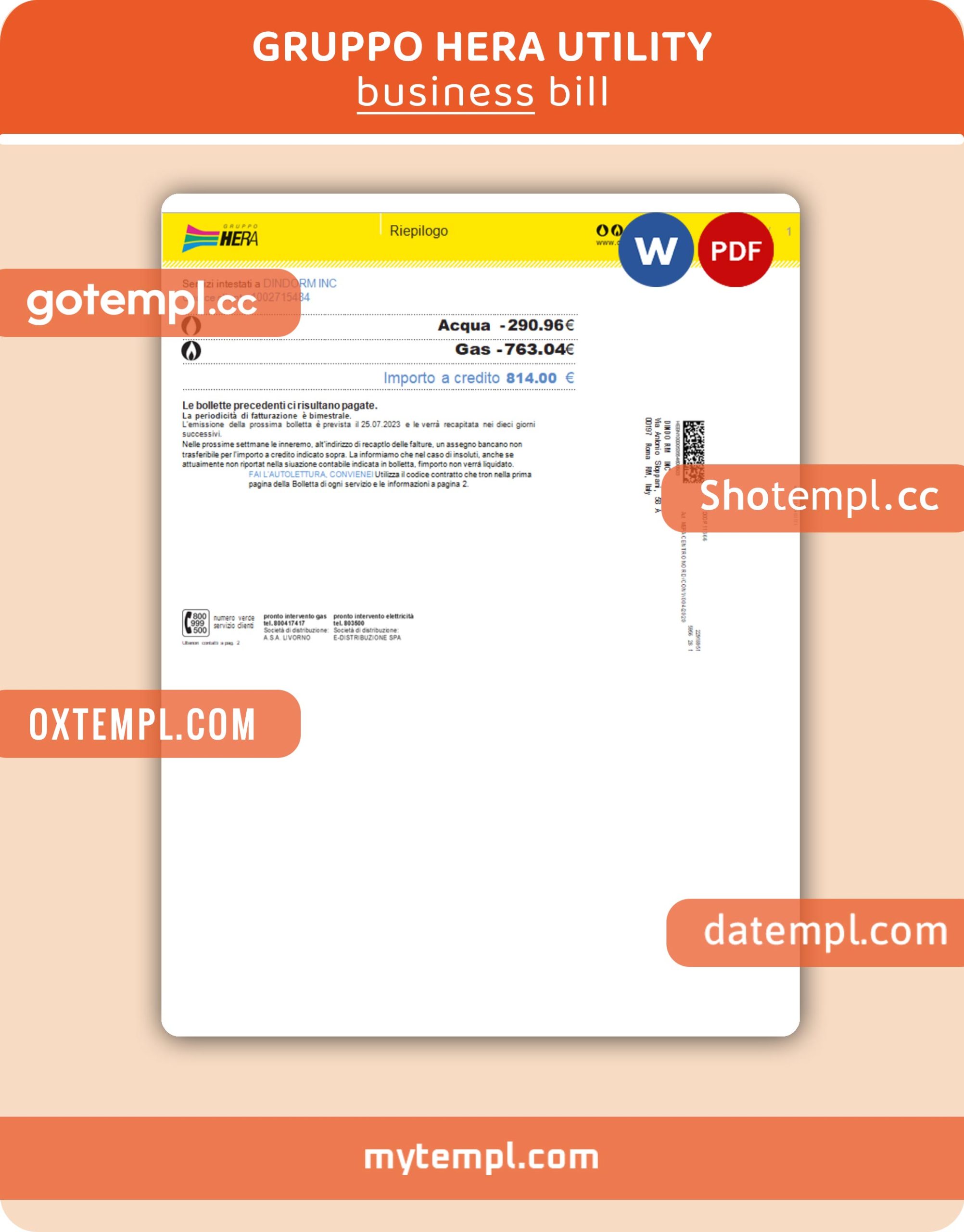HUNGARY TIGAZ utility bill Word and PDF template