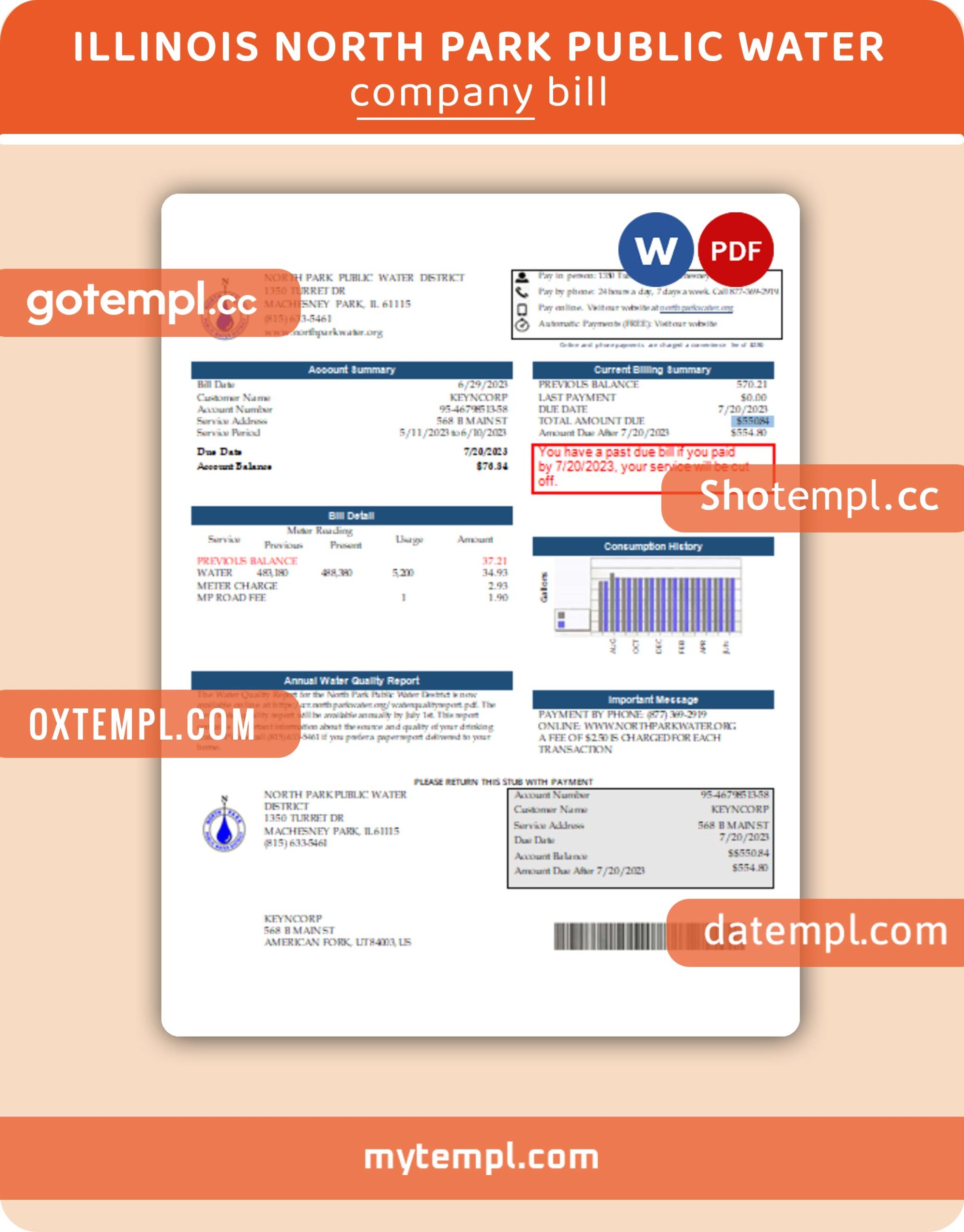 Printable Construction Invoice template in word and pdf format