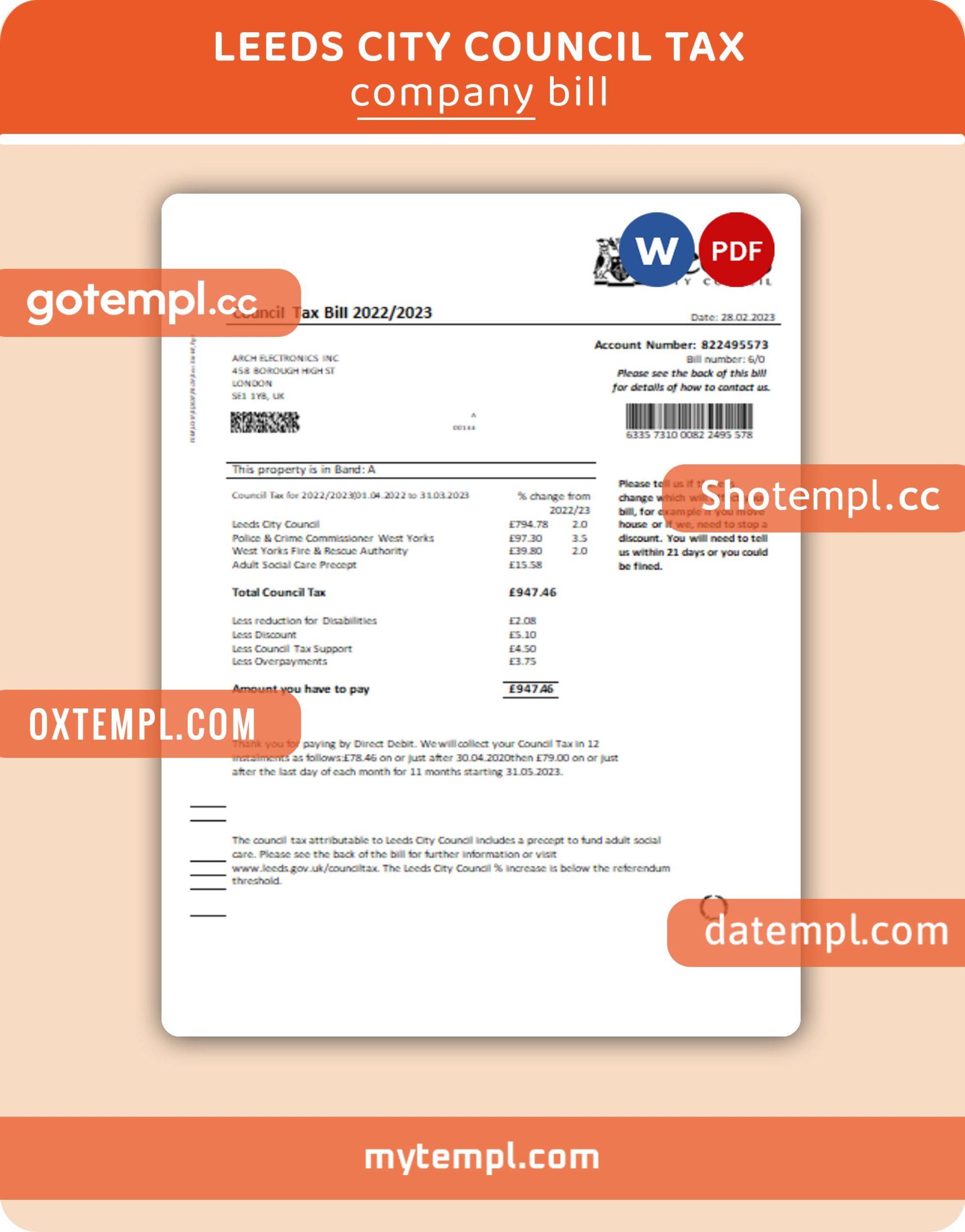 ITALY ROPOBAC SYSTEMI utility bill Word and PDF template