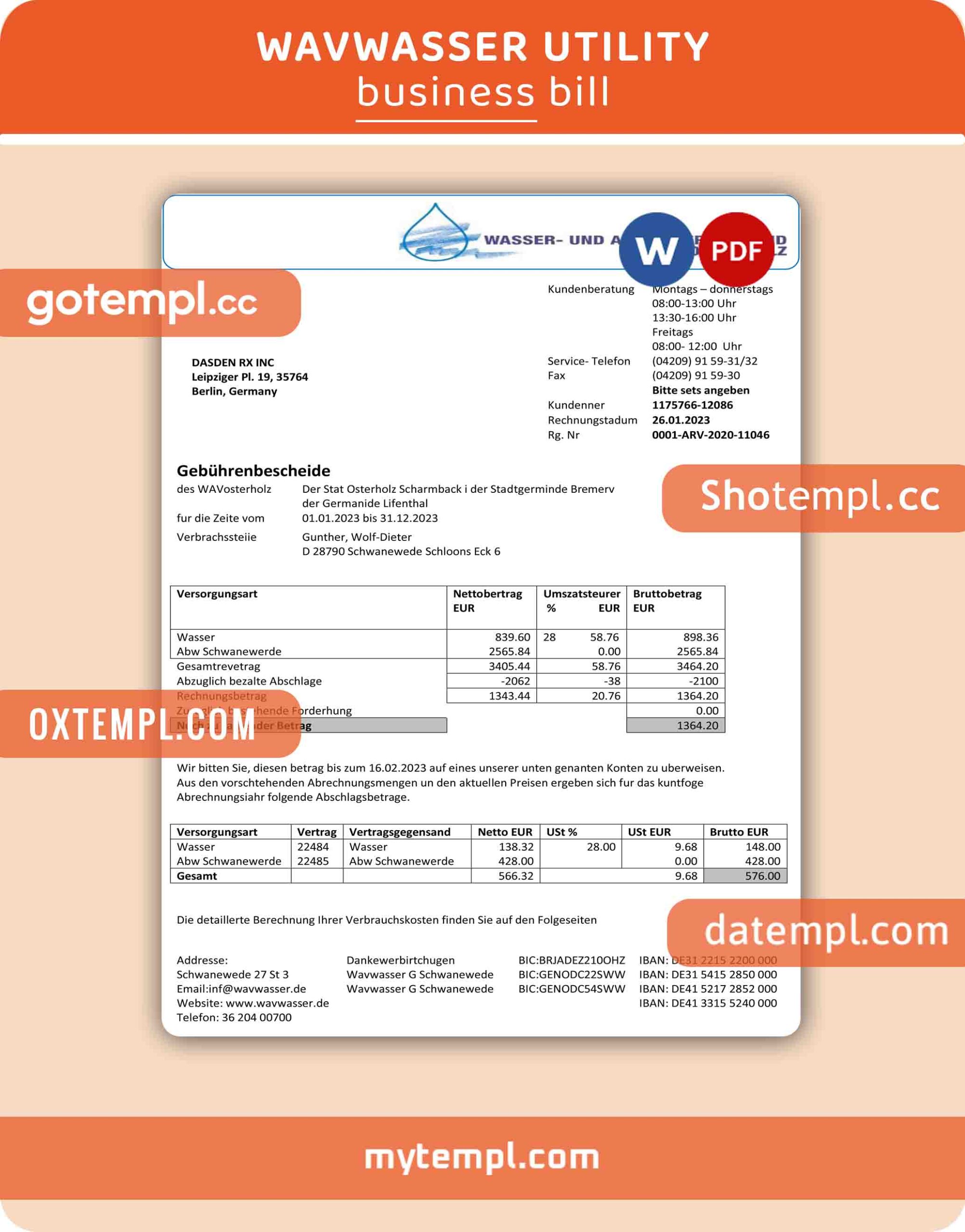 Car Wash Service Invoice template in word and pdf format