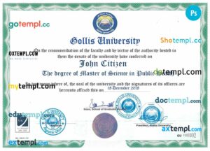 Somaliland Gollis university certificate PSD template