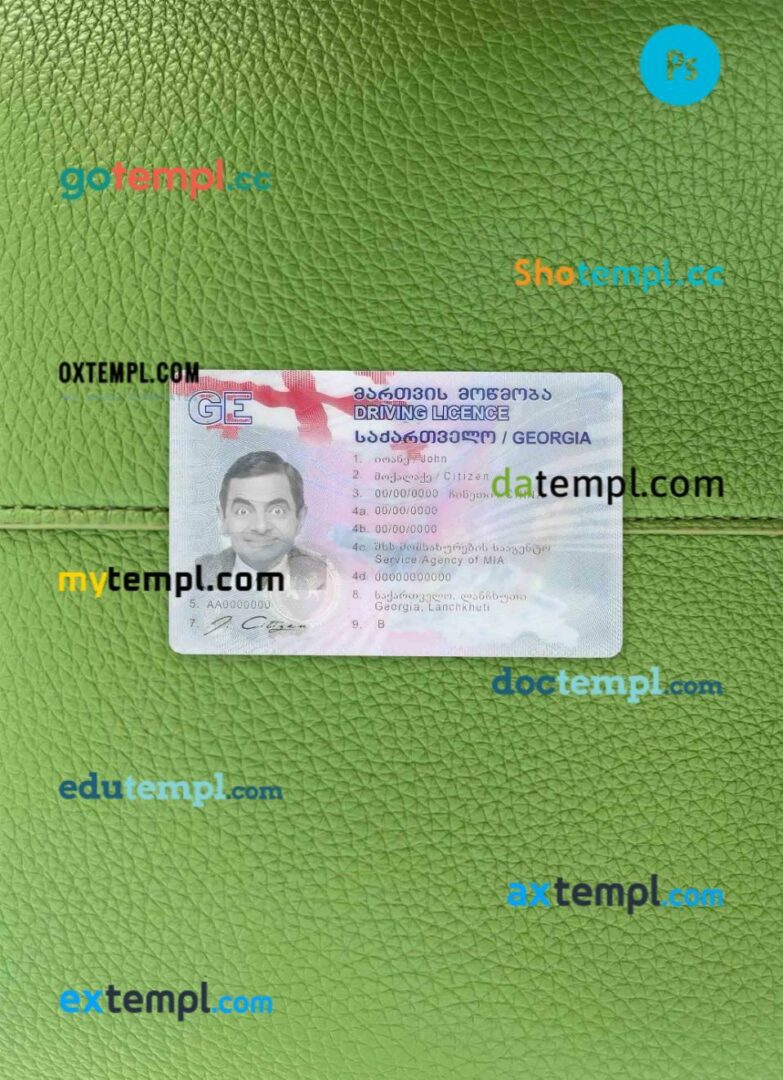Georgia driving license PSD files, scan look and photographed image, 2 in 1