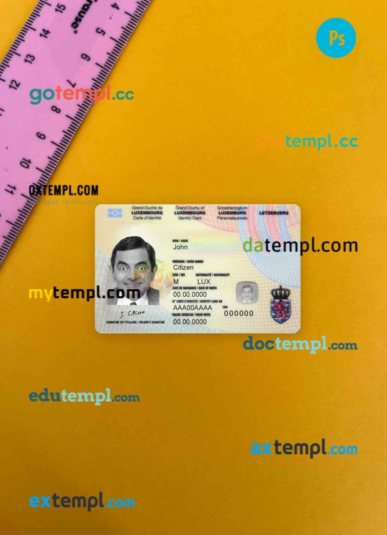 Guatemala ID card editable PSDs, scan and photo-realistic snapshot, 2 in 1