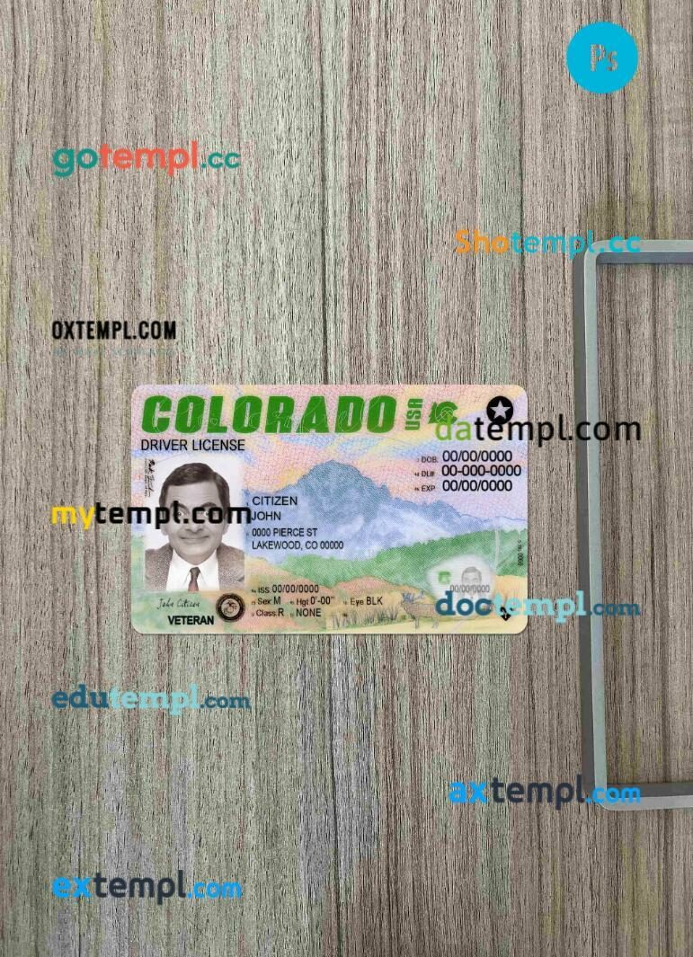 USA Colorado driving license PSD files, scan look and photographed image, 2 in 1 (2022-present)