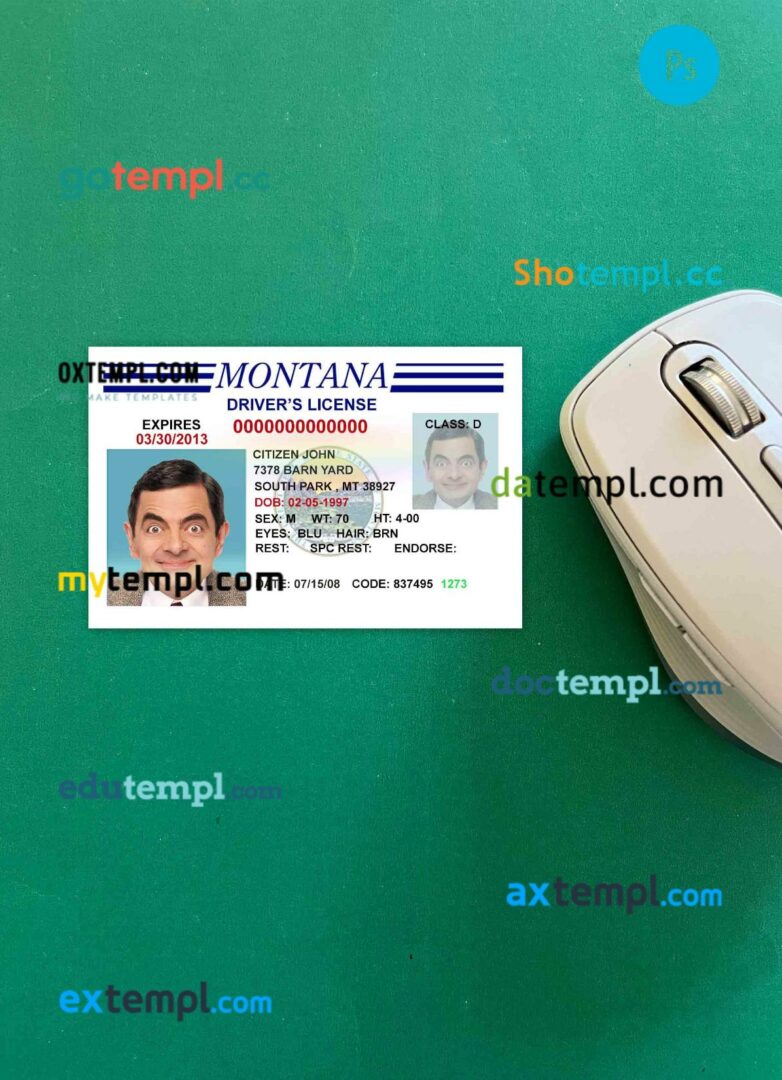 Uruguay ID card PSD template, completely editable