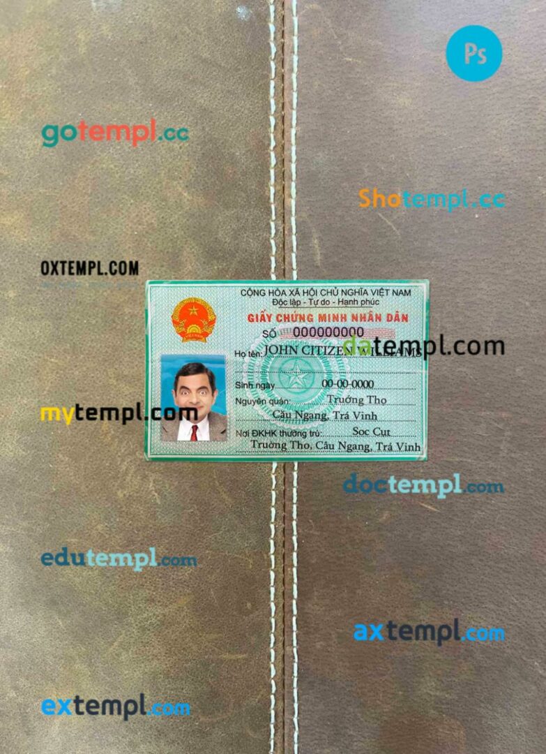 Vietnam ID card editable PSD files, scan and photo taken image, 2 in 1