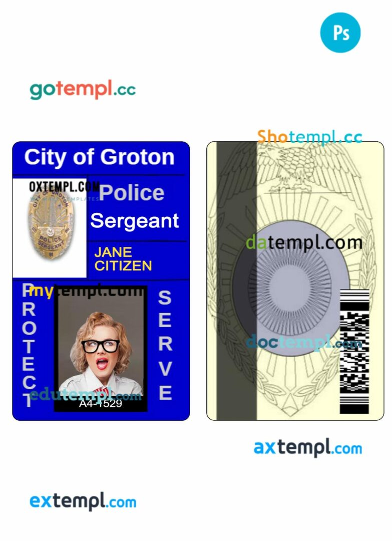 City of Groton police ID card PSD template