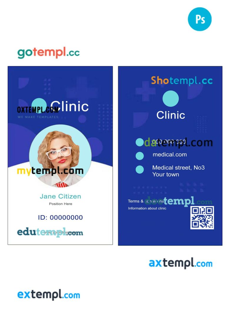 Clinic ID card PSD template, version 2