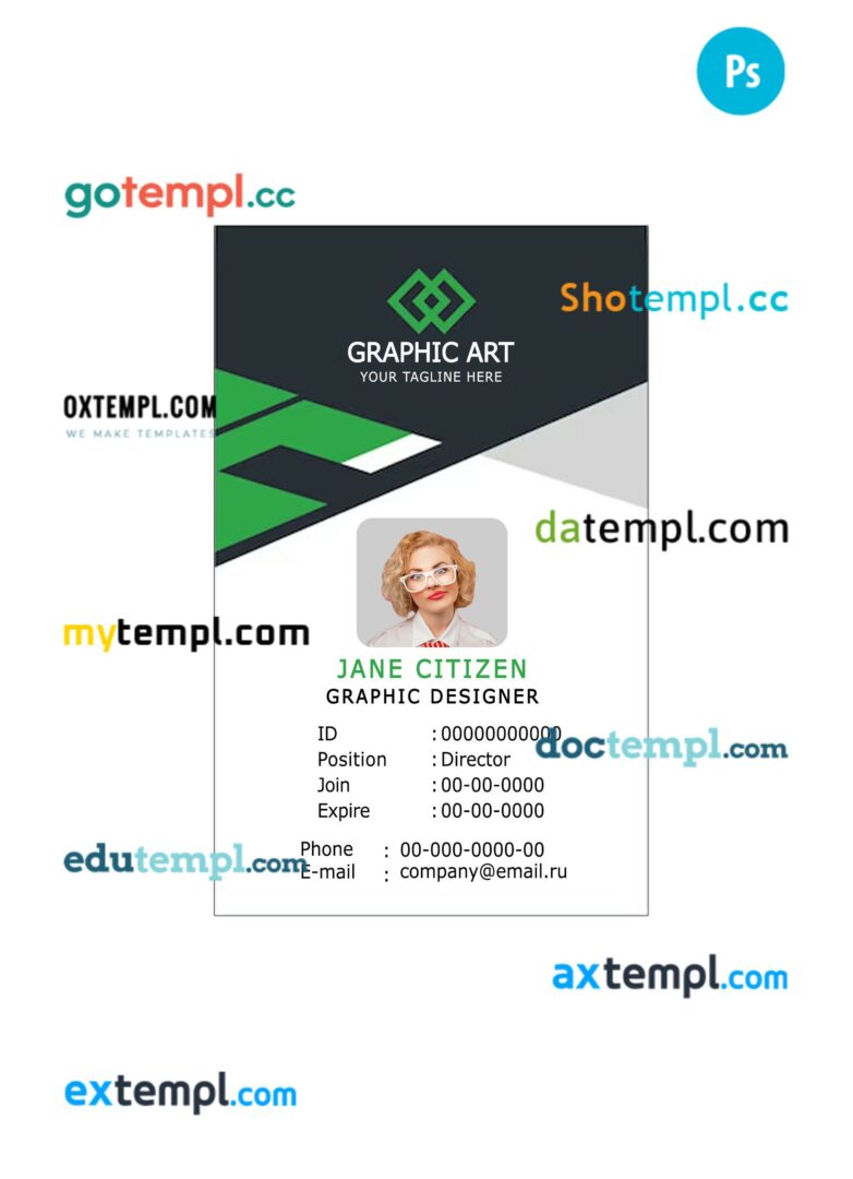 Law company ID card PSD template, version 2