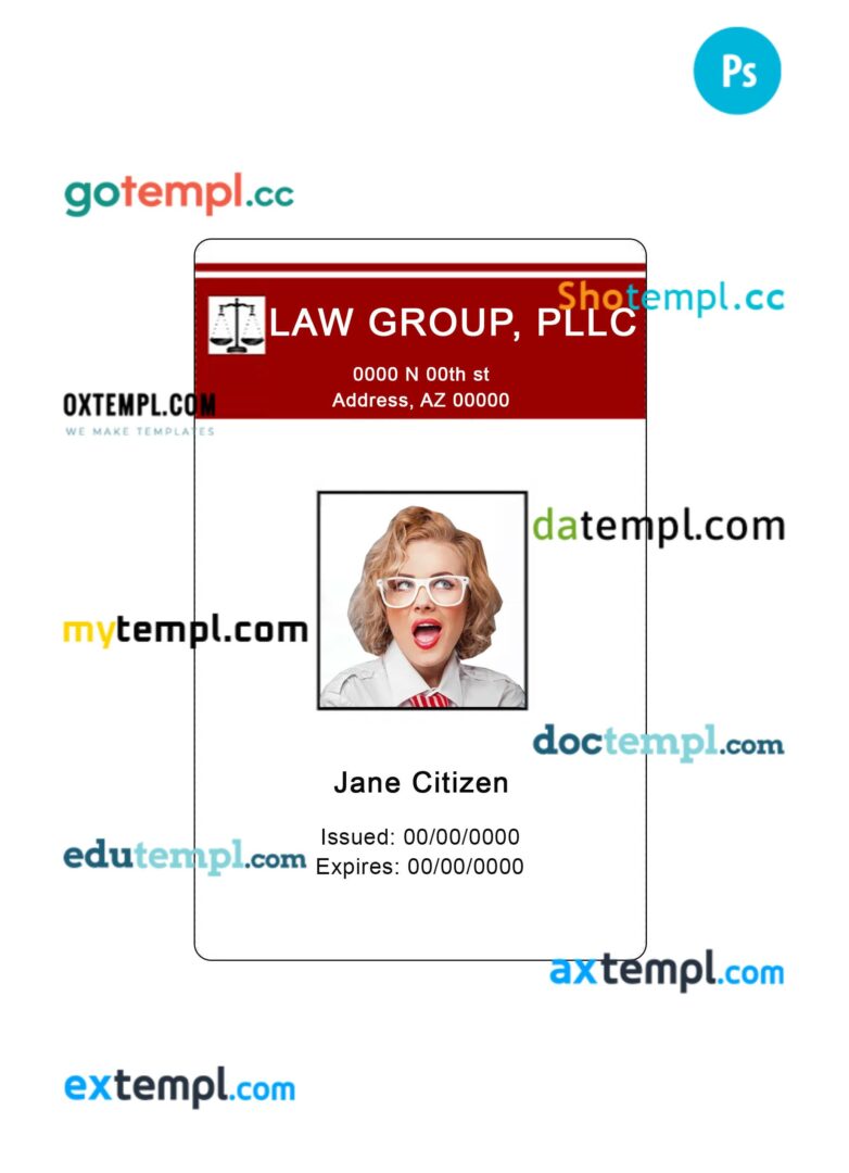 Law group ID card PSD template
