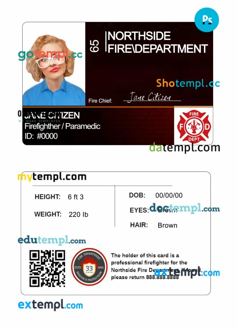 USA police department ID card PSD template, version 10
