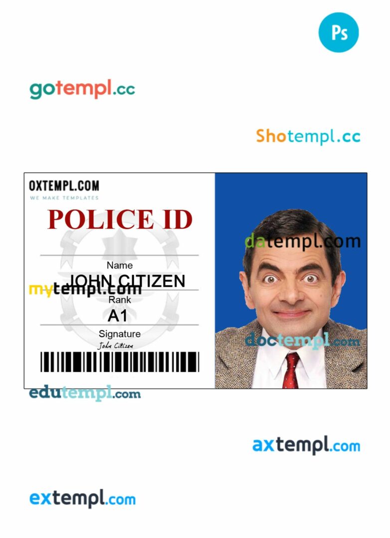 City of Northern police ID card PSD template