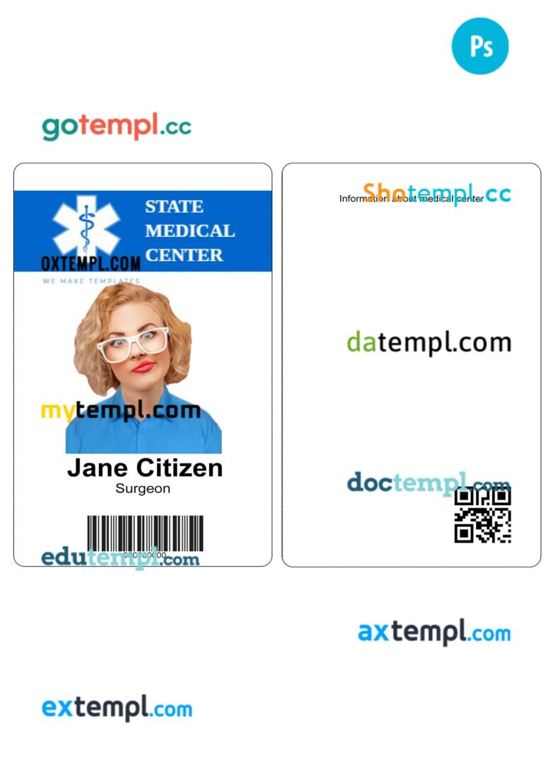 St. Pauls hospital ID card PSD template