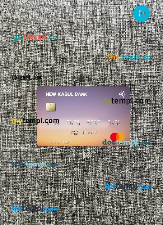 Afghanistan New Kabul Bank mastercard PSD scan and photo taken image, 2 in 1 Afghanistan New Kabul Bank mastercard PSD scan and photo taken image, 2 in 1