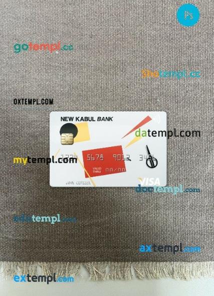 Afghanistan New Kabul Bank visa card PSD scan and photo-realistic snapshot, 2 in 1 Afghanistan New Kabul Bank visa card PSD scan and photo-realistic snapshot, 2 in 1