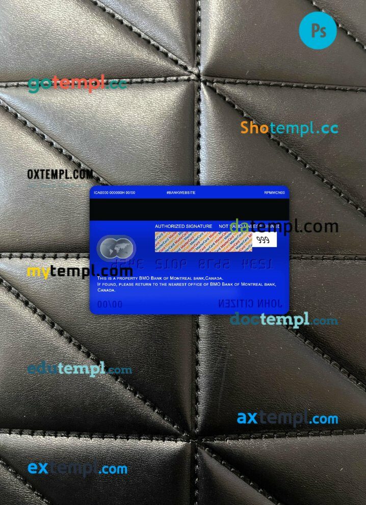 Canada BMO bank of montreal bank master debit card PSD scan and photo taken image, 2 in 1 Canada BMO bank of montreal bank master debit card PSD scan and photo taken image, 2 in 1 - Image 2