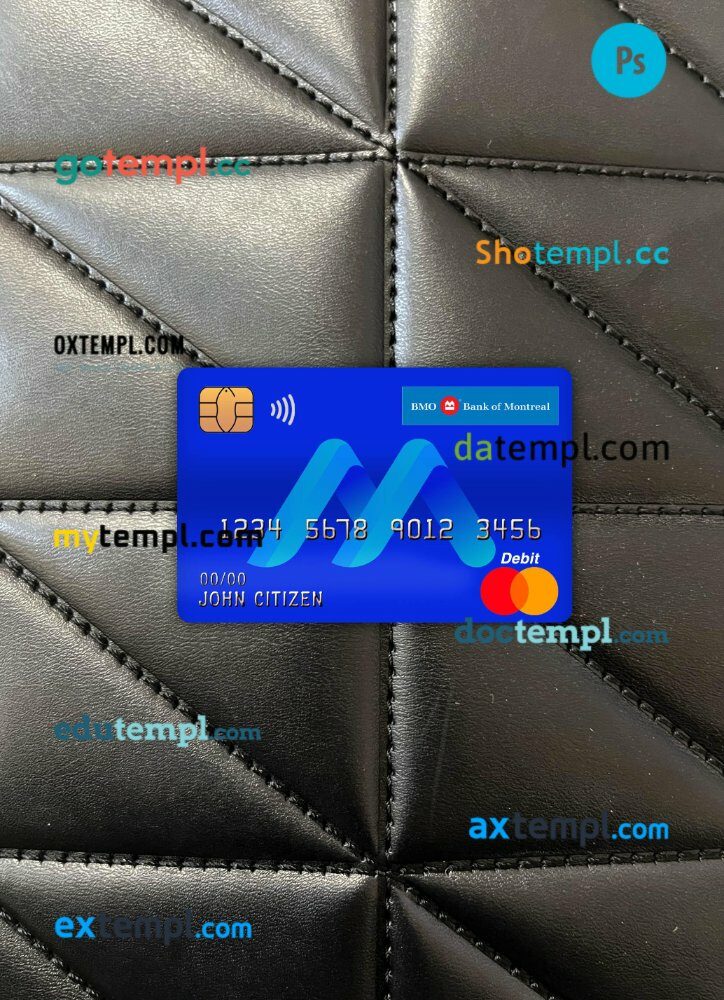 Canada BMO bank of montreal bank master debit card PSD scan and photo taken image, 2 in 1 Canada BMO bank of montreal bank master debit card PSD scan and photo taken image, 2 in 1