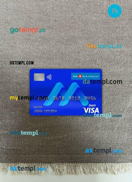 Canada BMO bank of montreal bank visa debit card PSD scan and photo-realistic snapshot, 2 in 1 Canada BMO bank of montreal bank visa debit card PSD scan and photo-realistic snapshot, 2 in 1