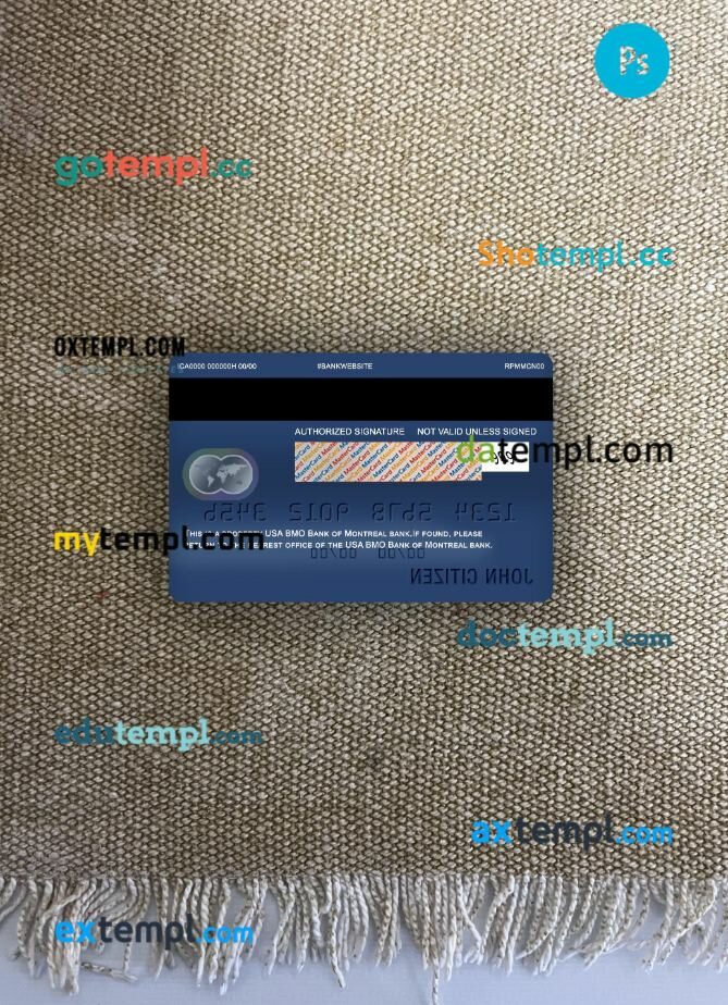 USA BMO Bank of Montreal bank mastercard PSD scan and photo taken image, 2 in 1 USA BMO Bank of Montreal bank mastercard PSD scan and photo taken image, 2 in 1 - Image 2