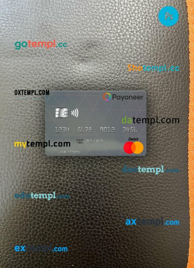 USA Payoneer mastercard PSD scan and photo taken image, 2 in 1 USA Payoneer mastercard PSD scan and photo taken image, 2 in 1