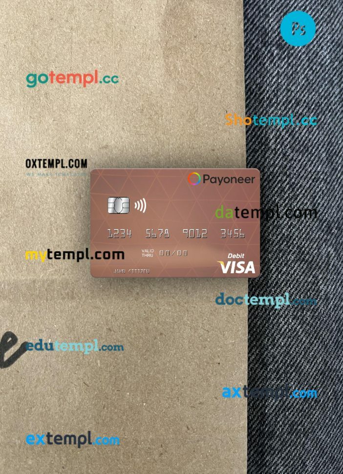 USA Payoneer visa PSD scan and photo-realistic snapshot, 2 in 1 USA Payoneer visa PSD scan and photo-realistic snapshot, 2 in 1