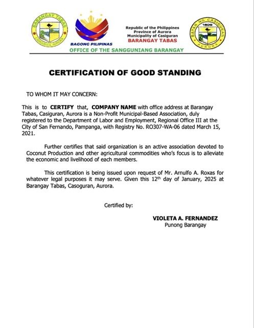 Philippines certification of good standing Word and PDF template, version 4 Philippines certification of good standing Word and PDF template, version 4