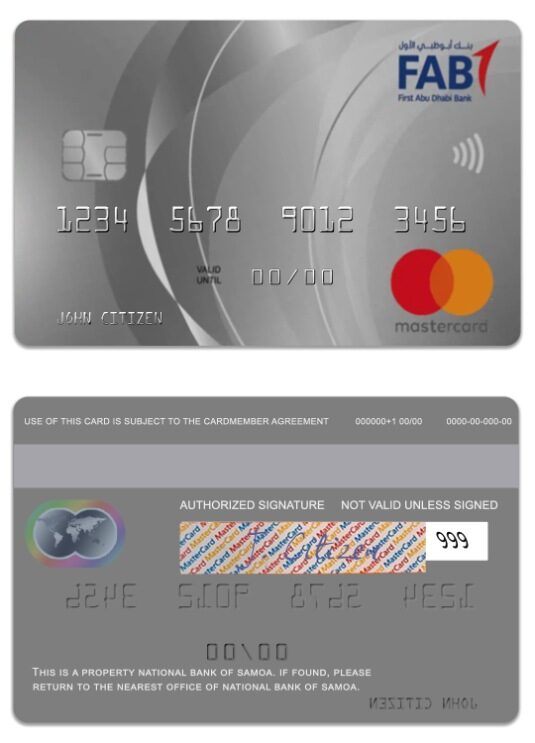 Saudi Arabi Fisrt Abu Dabi Bank platinum world credit mastercard template in PSD format Saudi Arabi Fisrt Abu Dabi Bank platinum world credit mastercard template in PSD format
