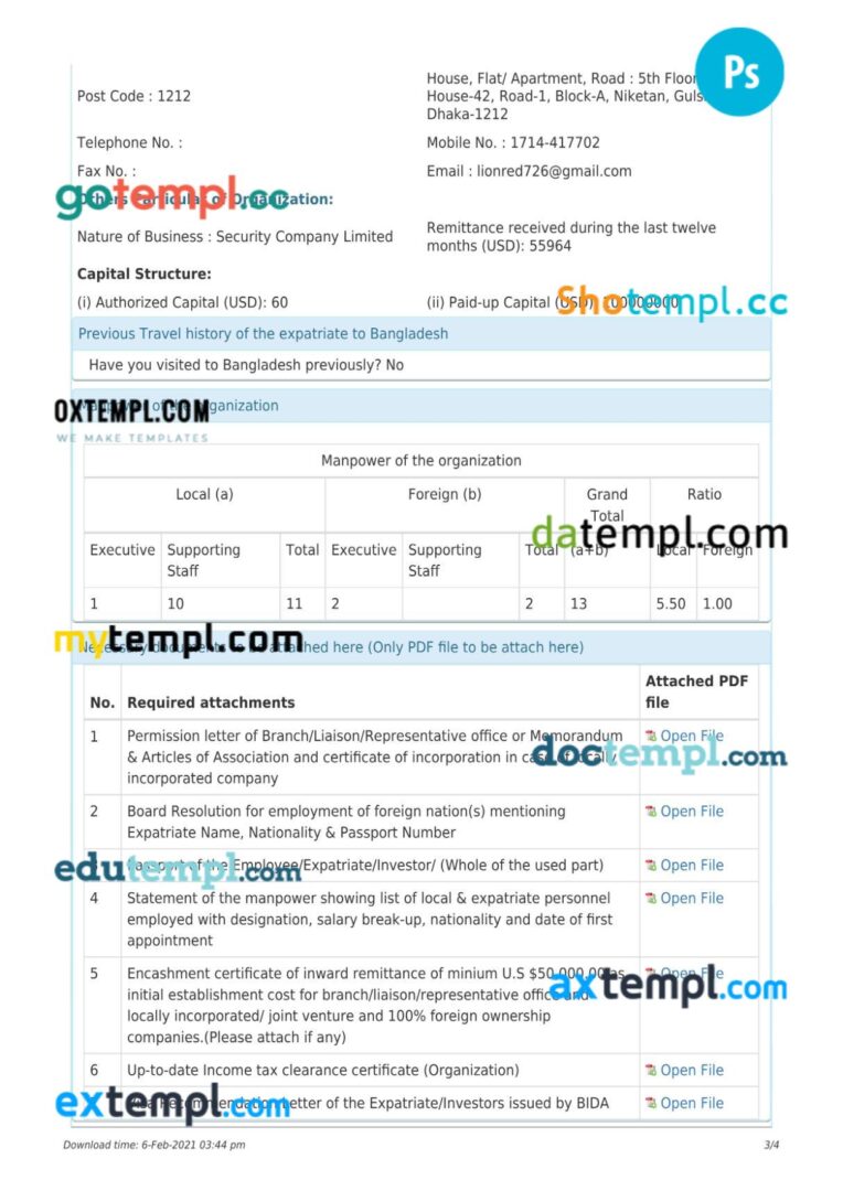 Bangladesh work permit template in PSD format, 4 pages Bangladesh work permit template in PSD format, 4 pages - Image 3