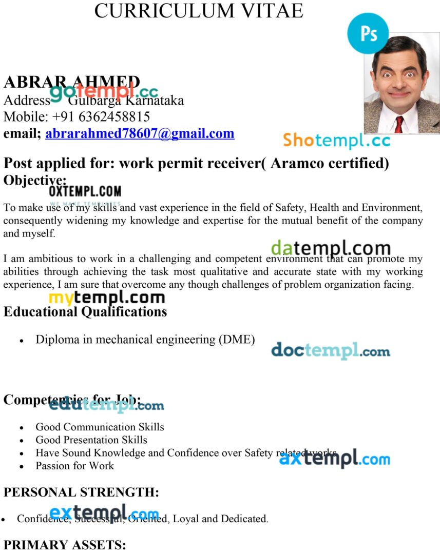 India work permit template in PSD format India work permit template in PSD format