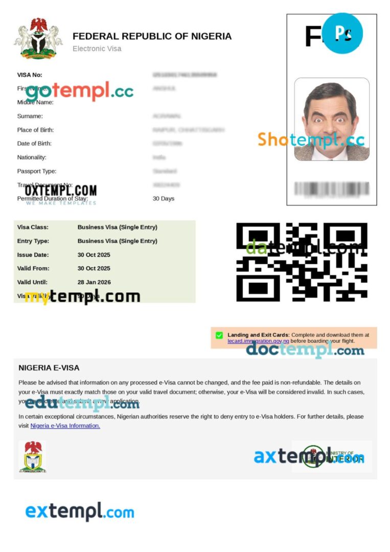 Nigeria work visa permit template in PSD format Nigeria work visa permit template in PSD format